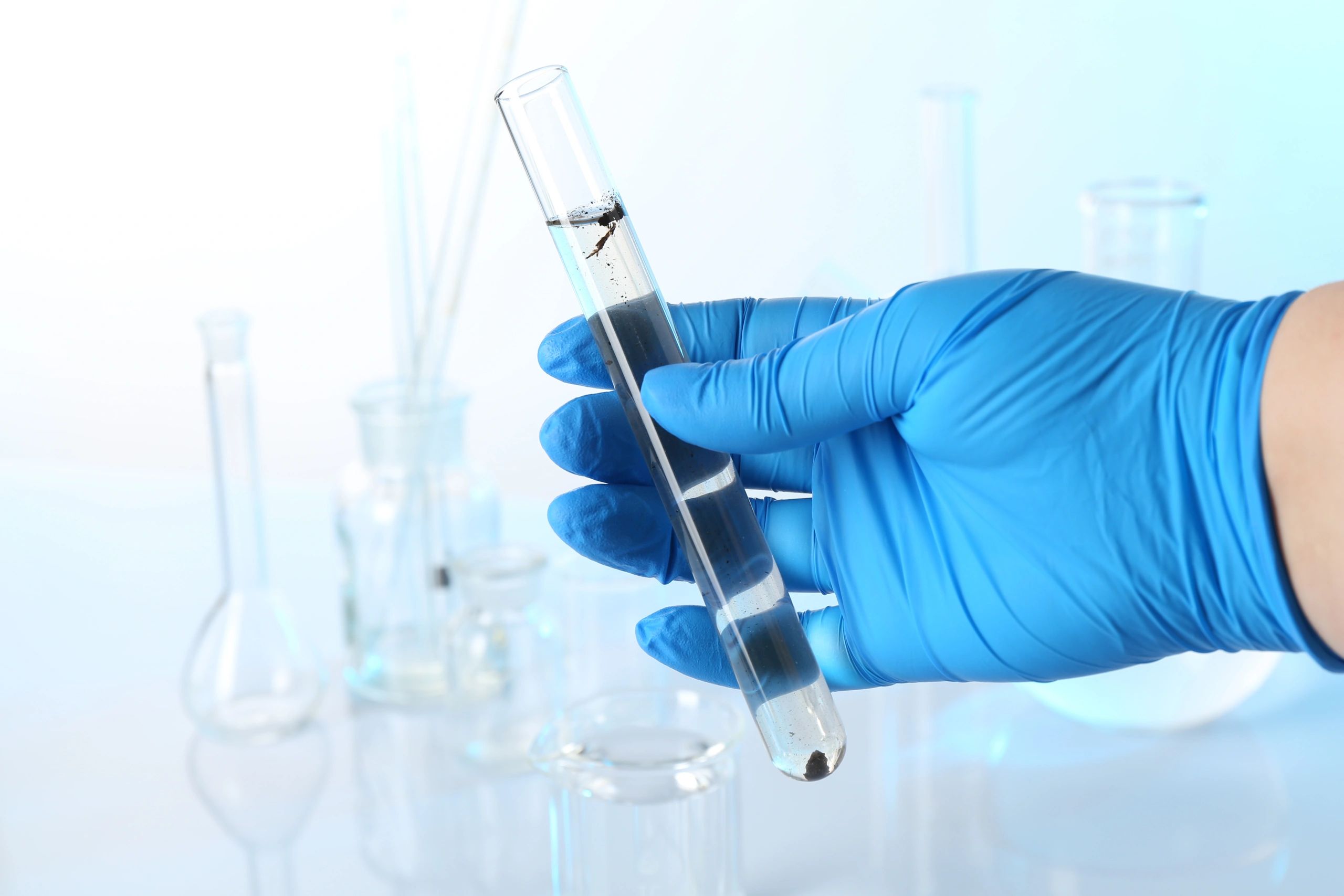 Laboratory test tube with water sample